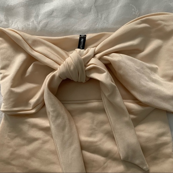 Nude Bow Front Cut Out Swim Suit - Picture 3 of 5